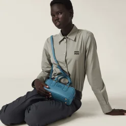 Marina Blue Arcadie Leather Bag | Miu Miu