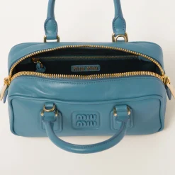 Marina Blue Arcadie Leather Bag | Miu Miu