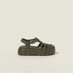 Military Green Eva Platform Cage Sandals | Miu Miu