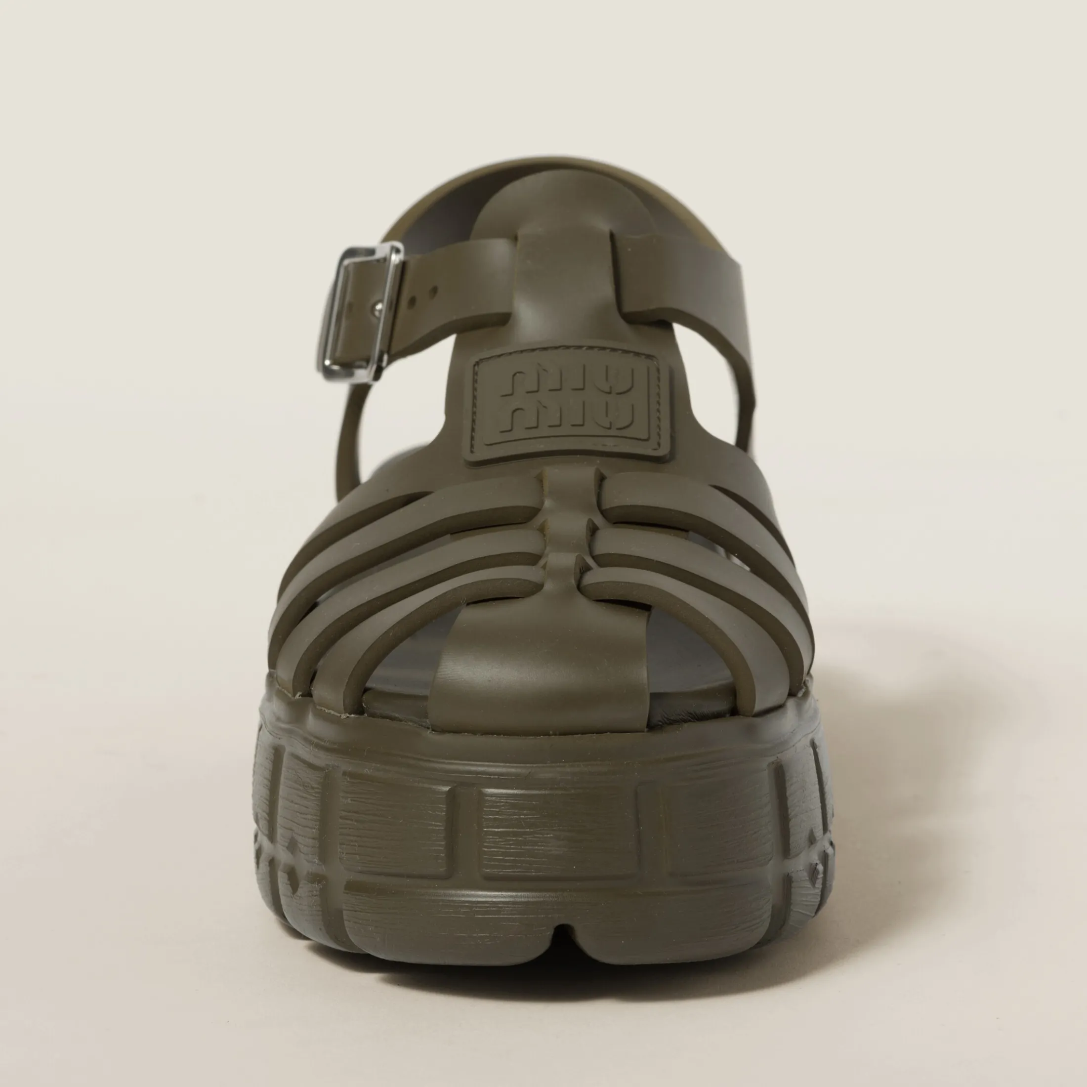 Military Green Eva Platform Cage Sandals | Miu Miu