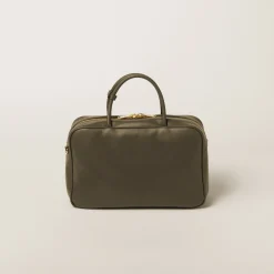 Military Green Leather Top-handle Bag | Miu Miu