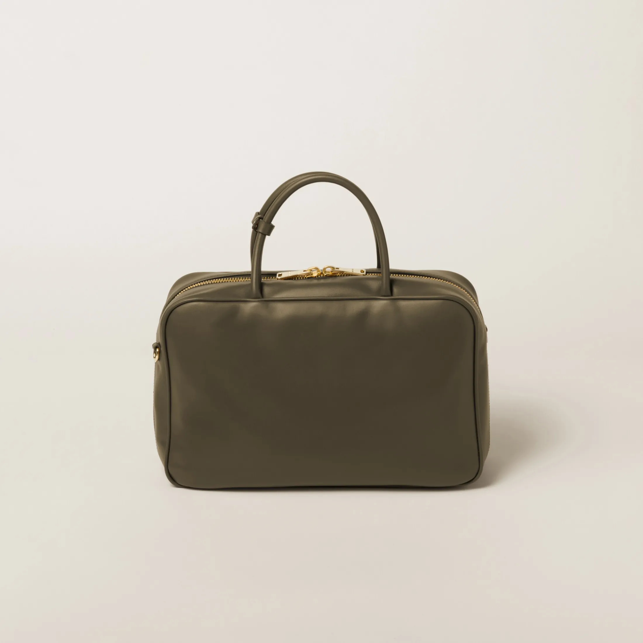 Military Green Leather Top-handle Bag | Miu Miu