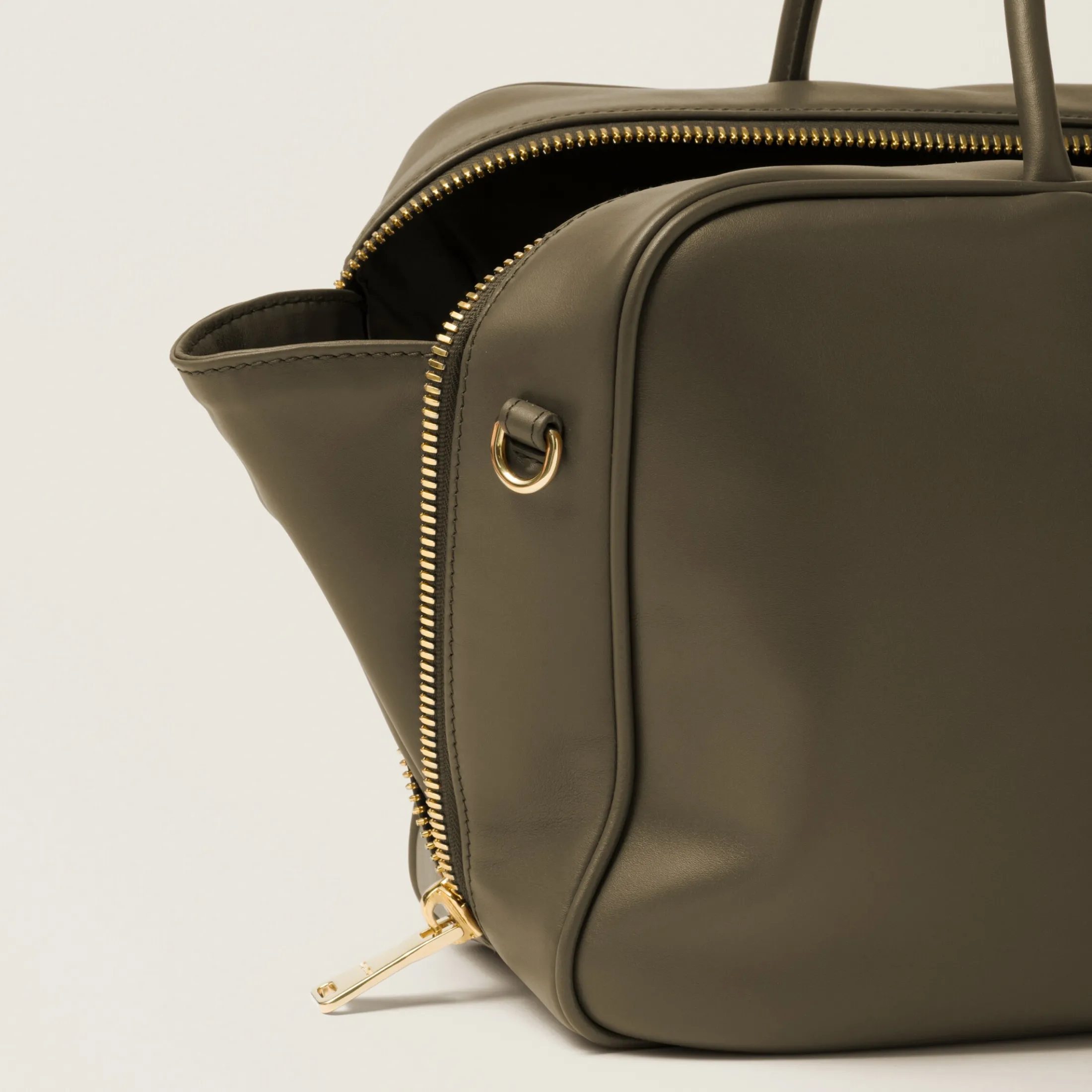 Military Green Leather Top-handle Bag | Miu Miu