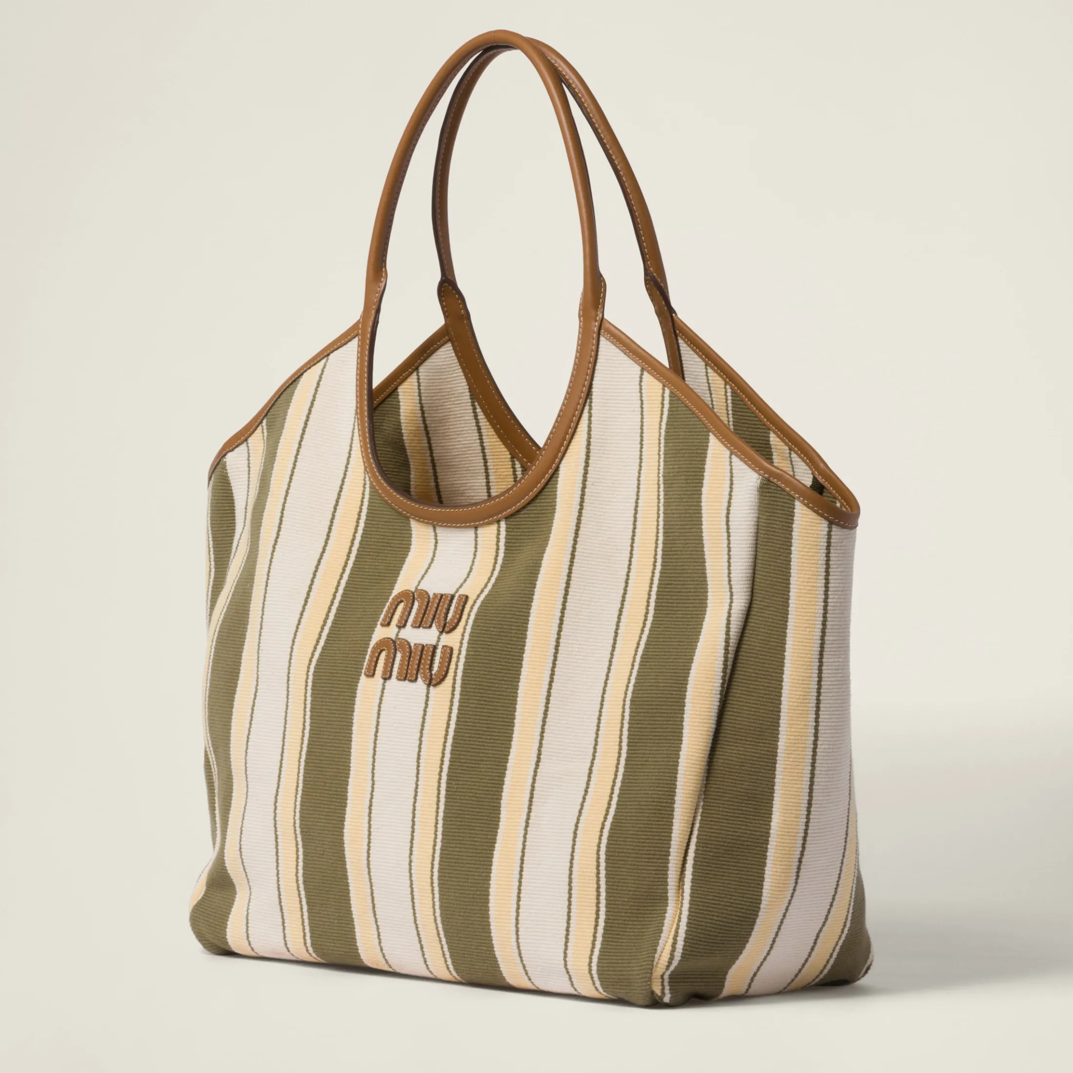 Military/soy Green Ivy Canneté Fabric Bag | Miu Miu