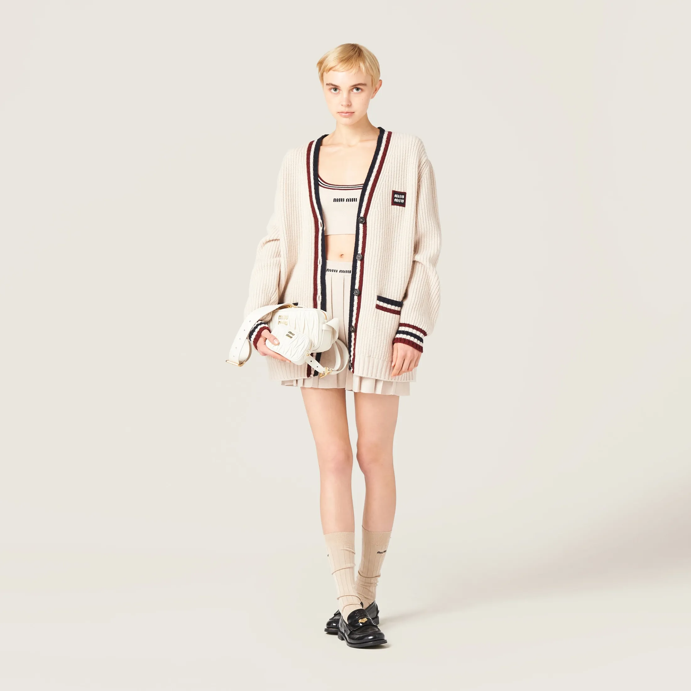 Natural Cashmere Knit Cardigan | Miu Miu
