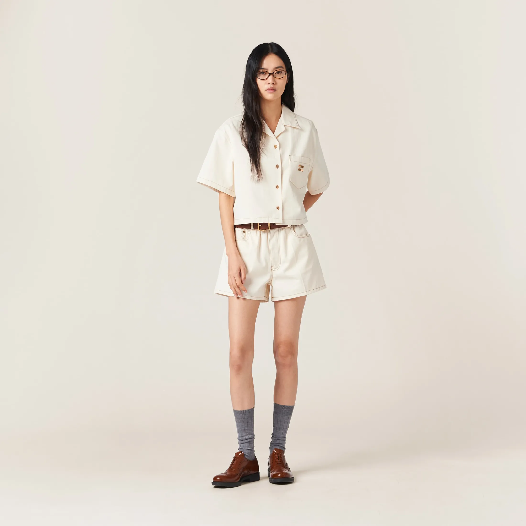 Natural Denim Shorts | Miu Miu