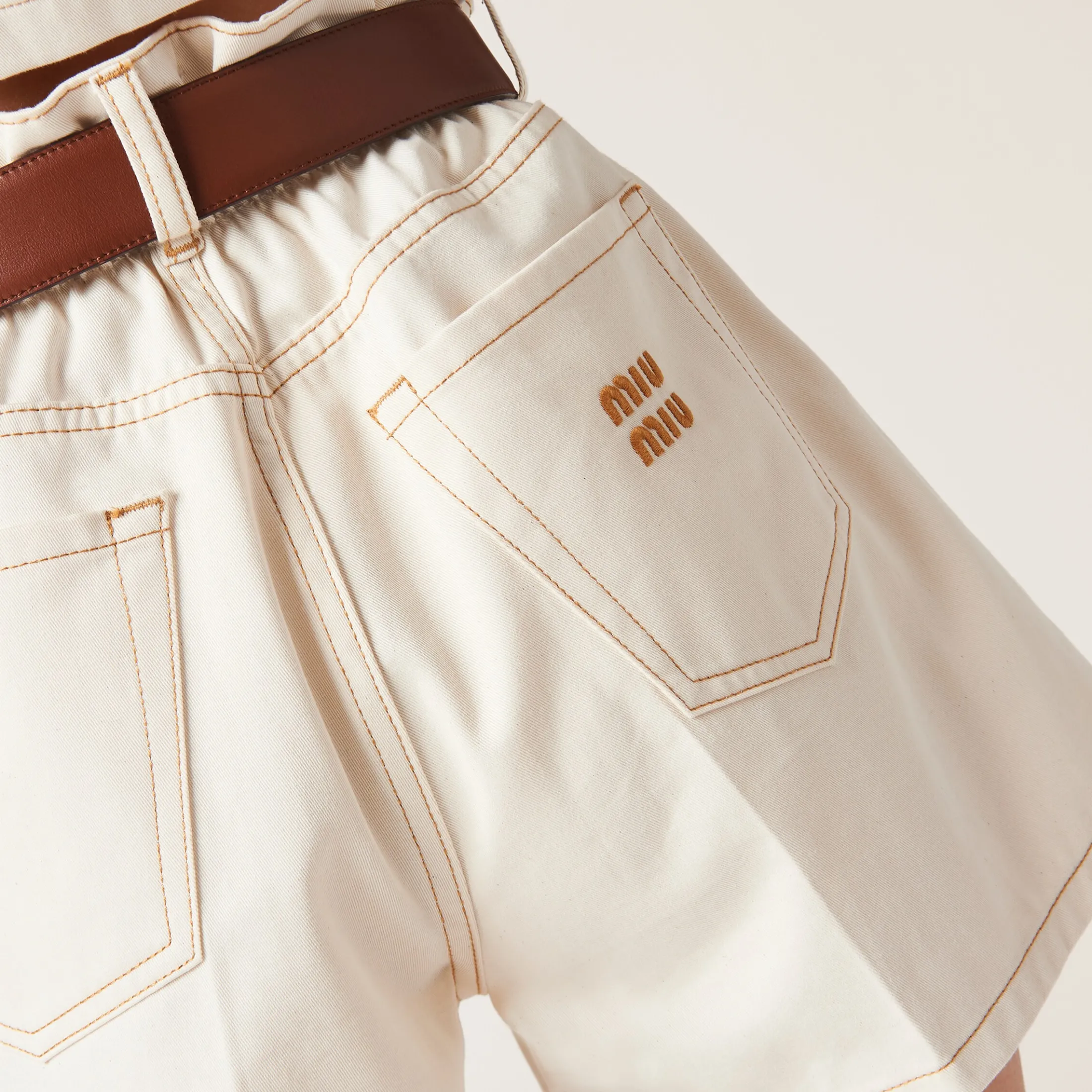 Natural Denim Shorts | Miu Miu