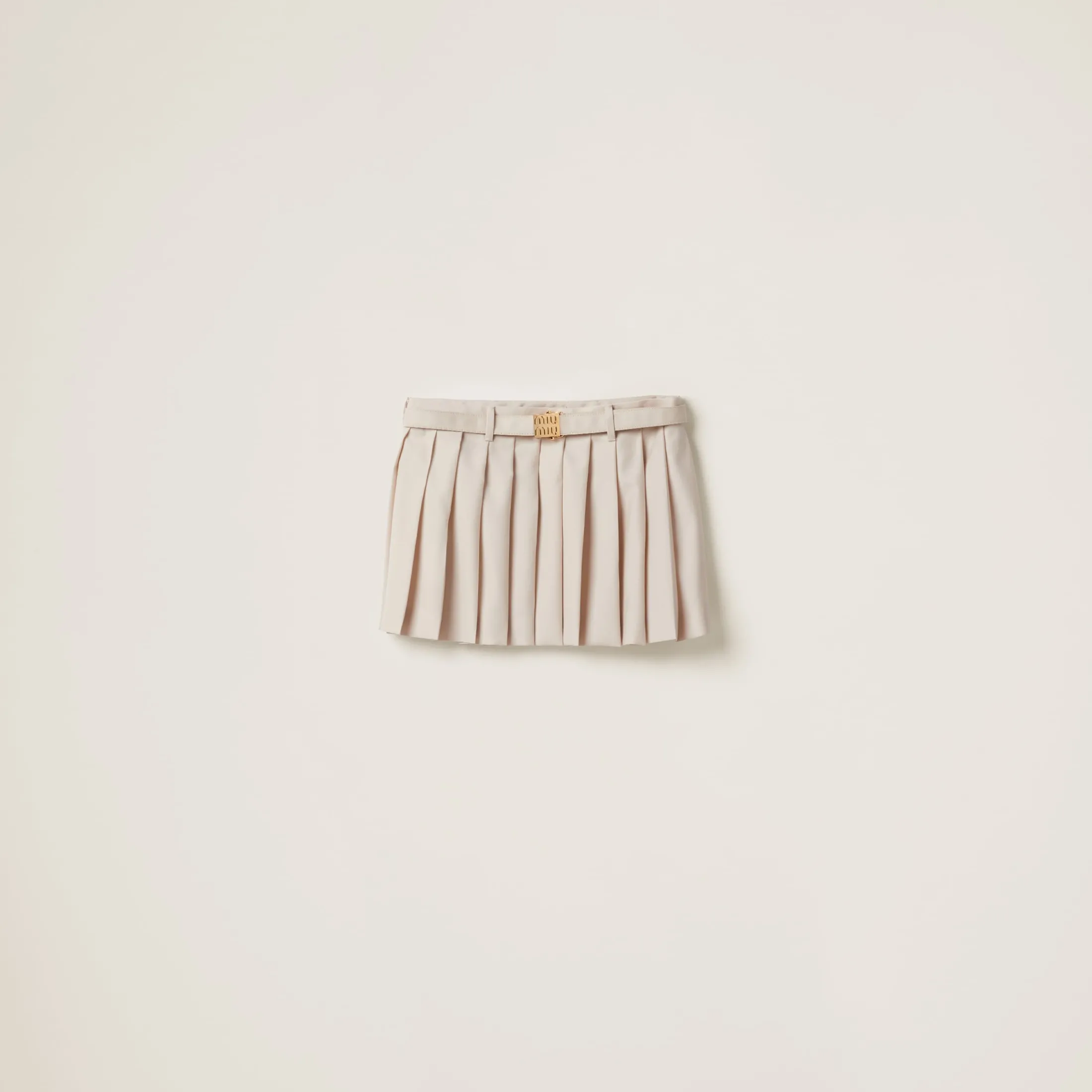 Natural Pleated Batavia Miniskirt | Miu Miu