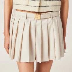 Natural Pleated Batavia Miniskirt | Miu Miu