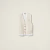 Natural Single-breasted Canvas Vest | Miu Miu