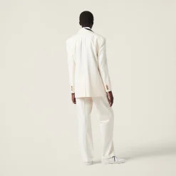 Natural Single-breasted Canvas Jacket | Miu Miu