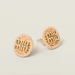 Natural Woven Fabric Earrings | Miu Miu
