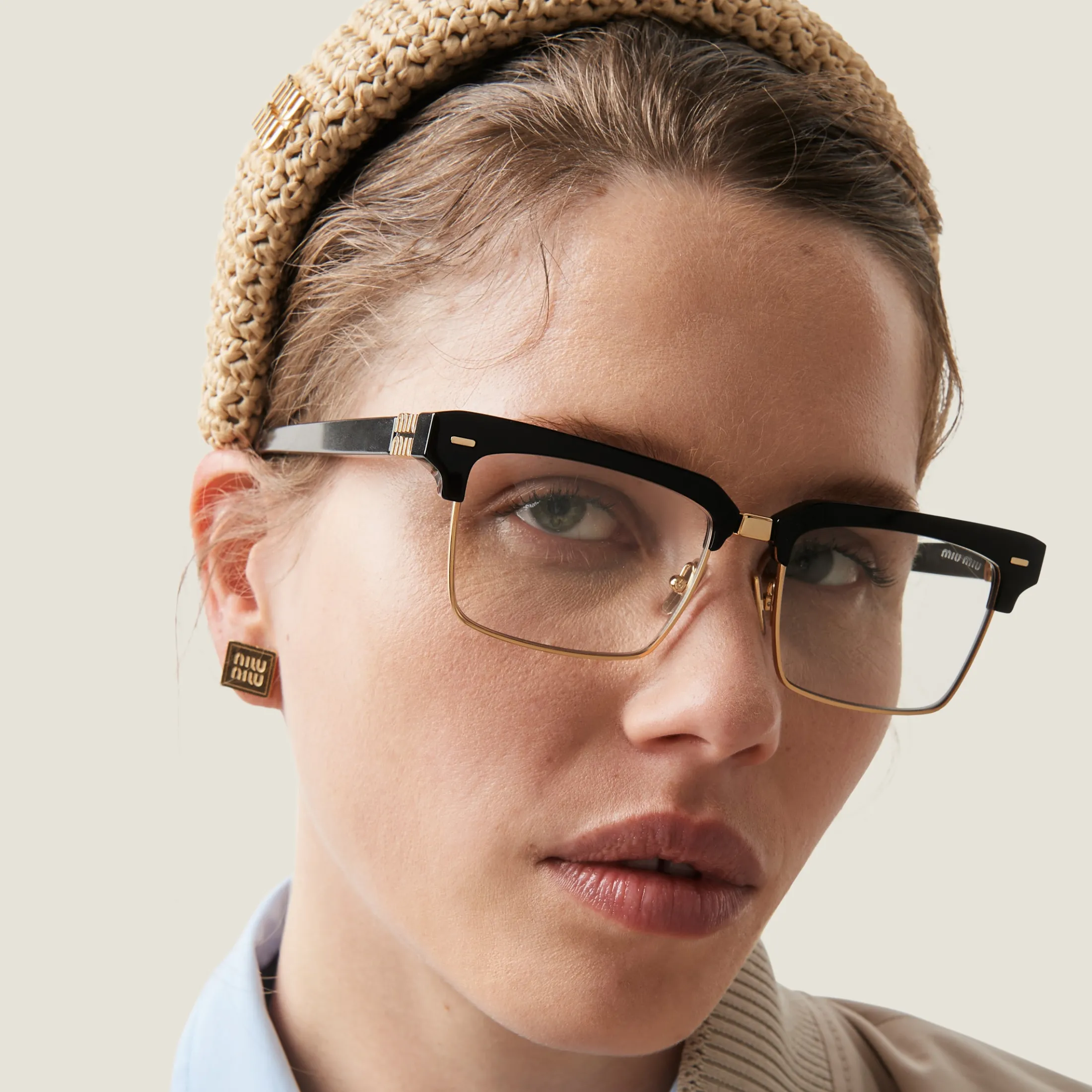 Natural Woven Fabric Headband | Miu Miu