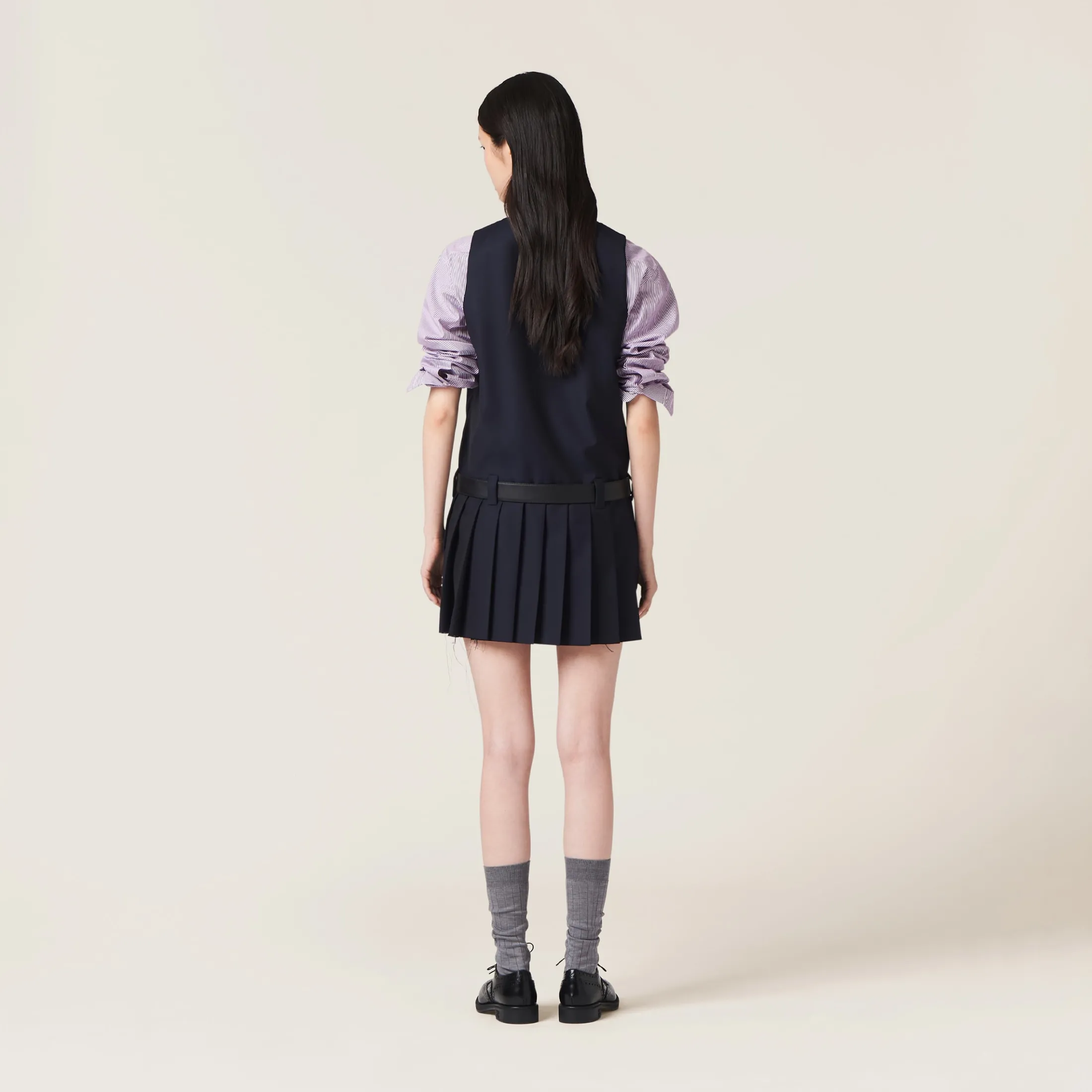 Navy Batavia Dress | Miu Miu