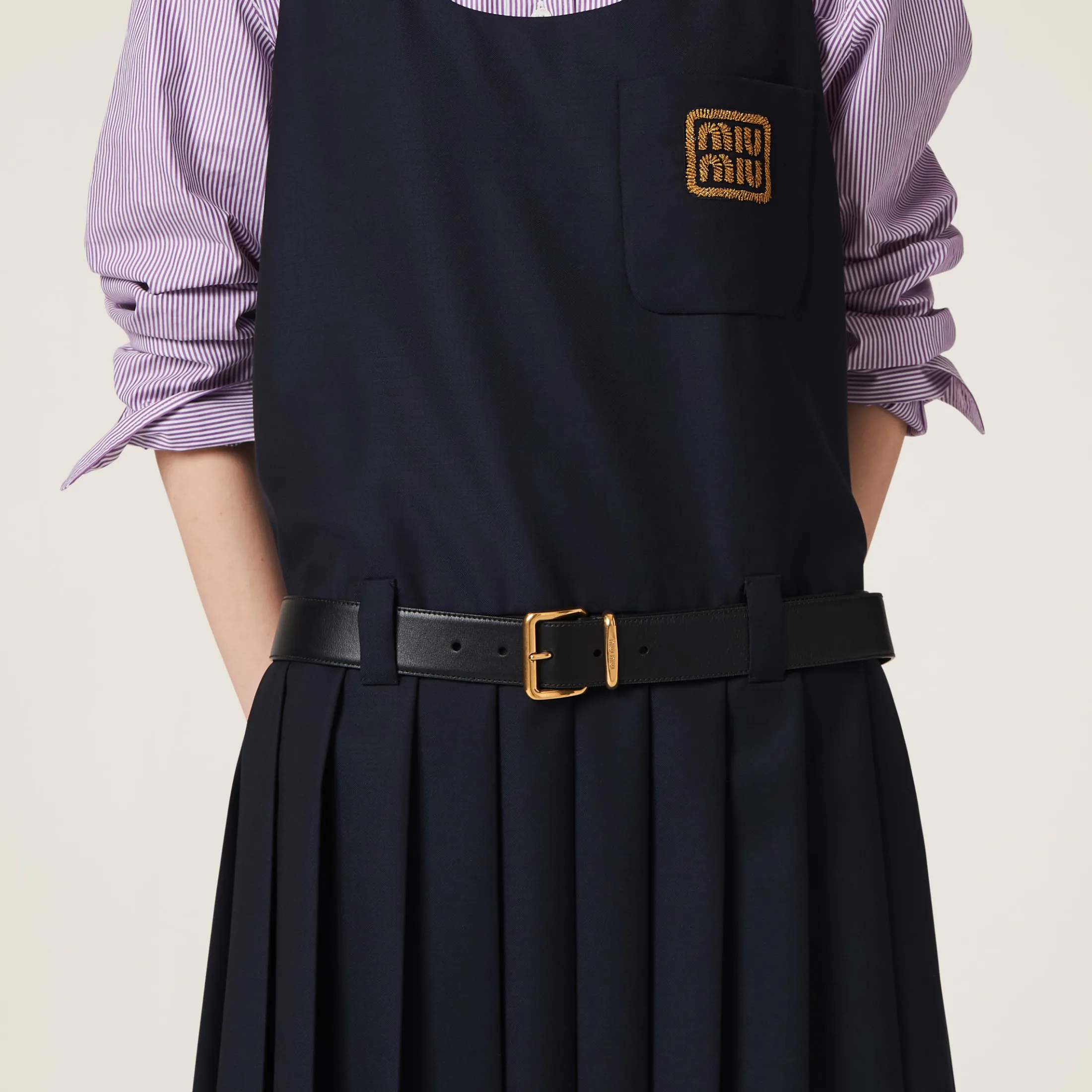 Navy Batavia Dress | Miu Miu
