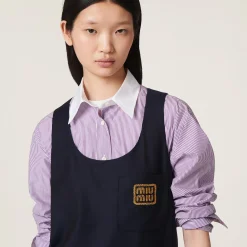 Navy Batavia Dress | Miu Miu