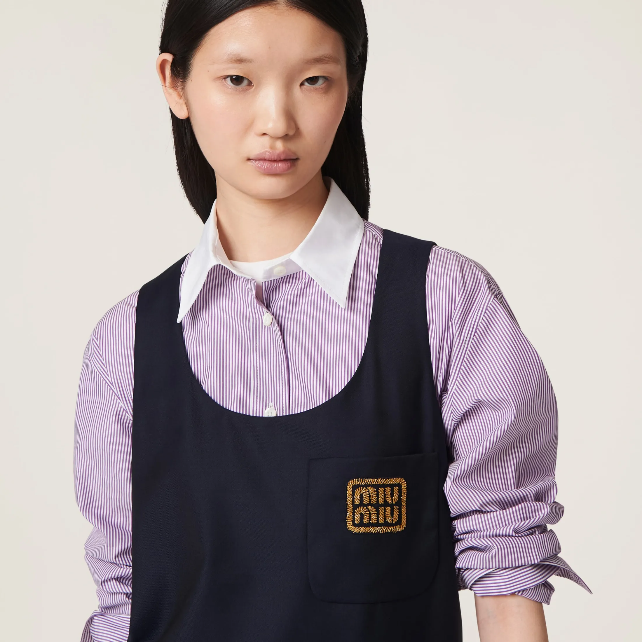 Navy Batavia Dress | Miu Miu