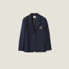 Navy Blue/yellow Gold Single-breasted Mohair Jacket | Miu Miu