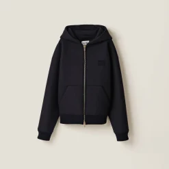 Navy Cloth Hoodie Jacket | Miu Miu