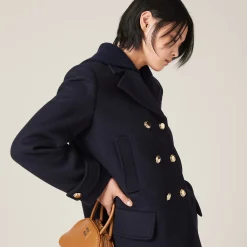 Navy Cloth Peacoat | Miu Miu