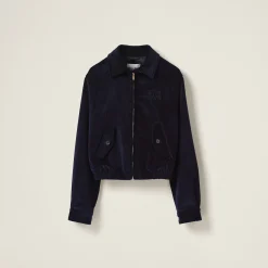 Navy Corduroy Blouson Jacket | Miu Miu