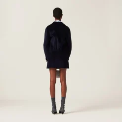 Navy Corduroy Miniskirt | Miu Miu