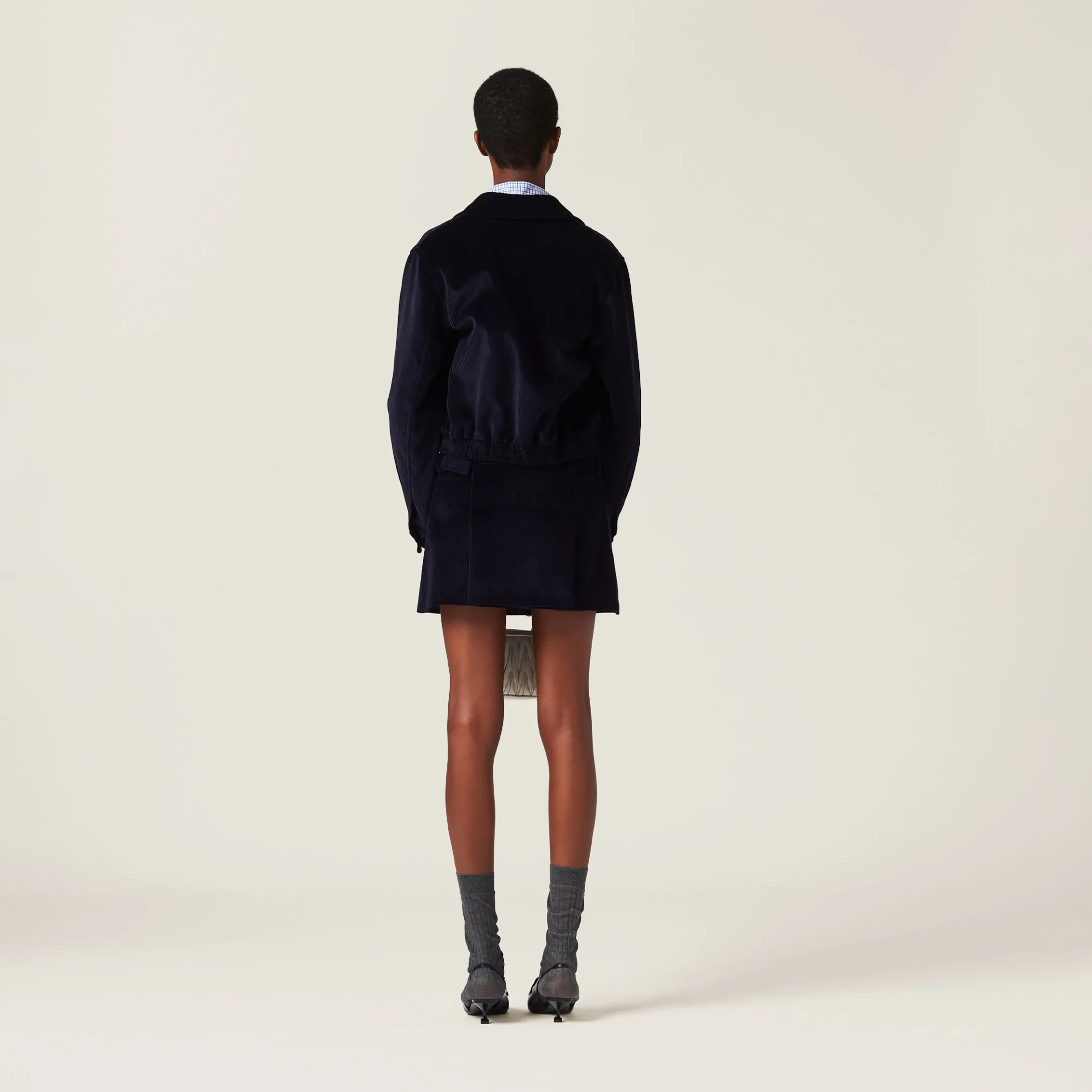Navy Corduroy Miniskirt | Miu Miu