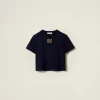 Navy Cotton Jersey T-shirt | Miu Miu