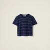 Navy Cotton Jersey T-shirt | Miu Miu