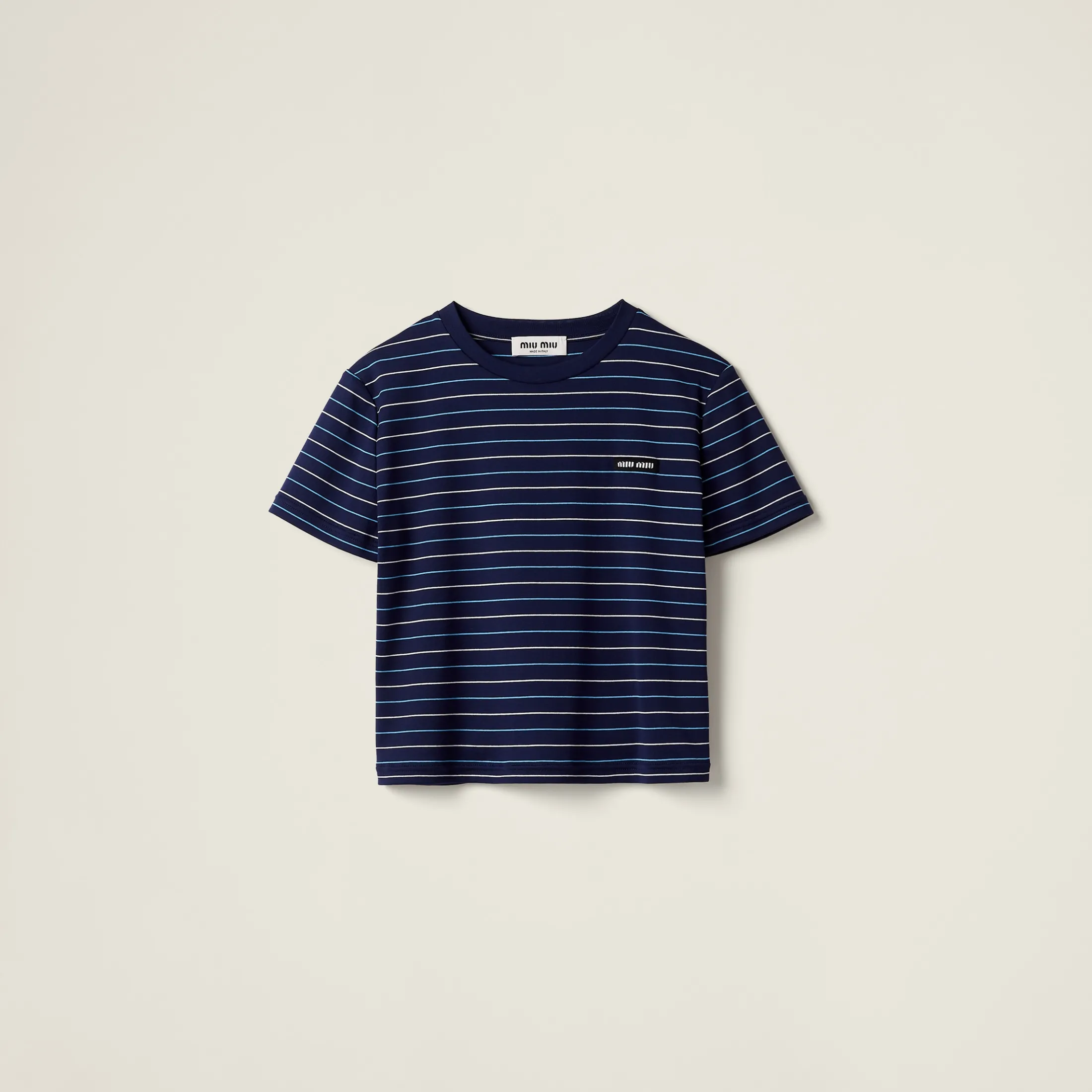 Navy Cotton Jersey T-shirt | Miu Miu