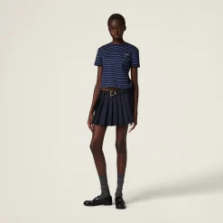 Navy Cotton Jersey T-shirt | Miu Miu