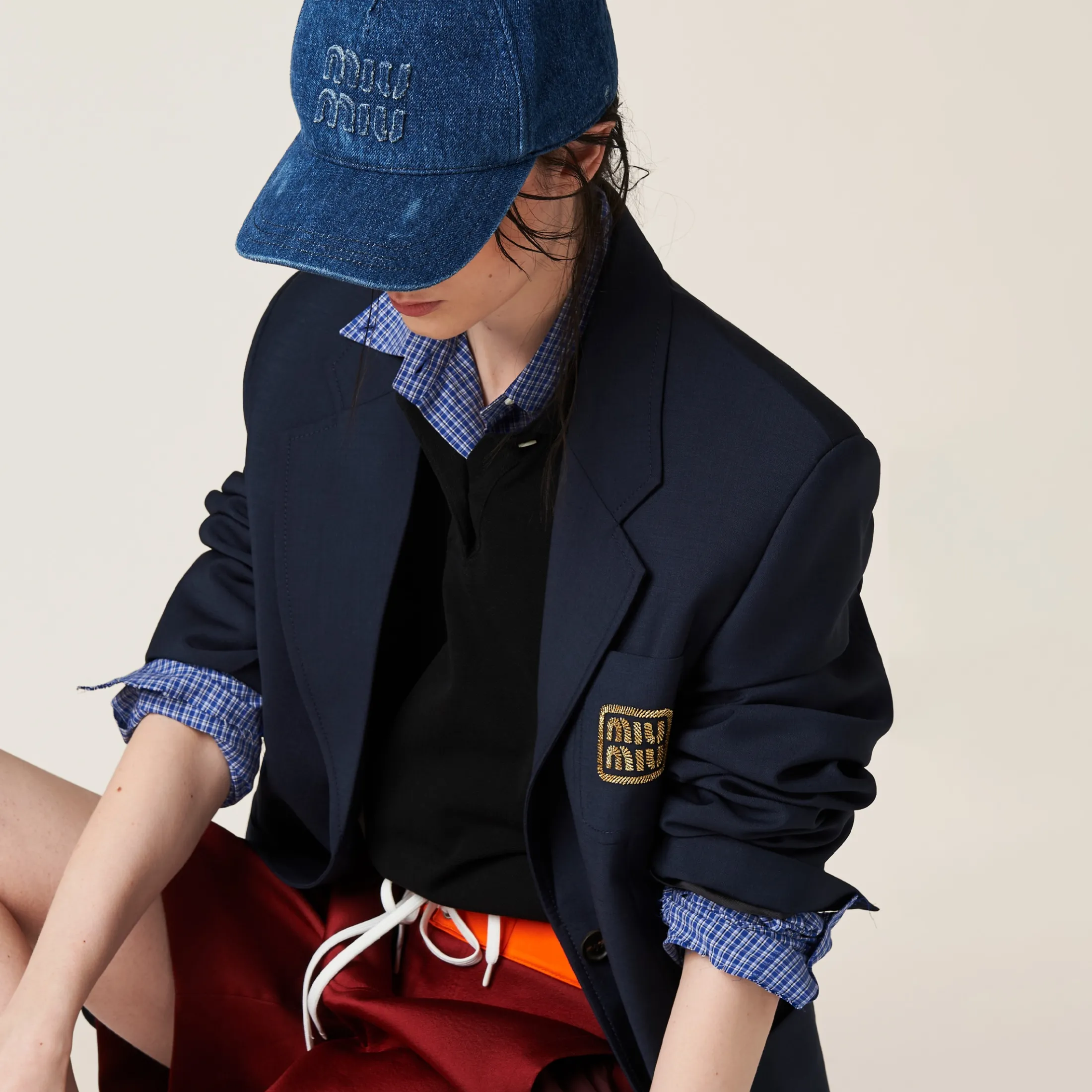 Navy Denim Baseball Cap | Miu Miu