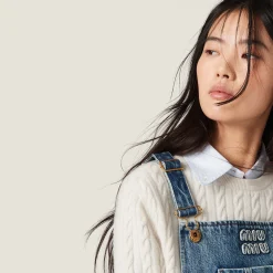 Navy Denim Bib Mini-dress | Miu Miu