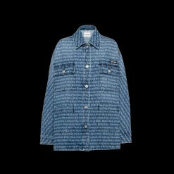 Navy Denim Blouson Jacket | Miu Miu