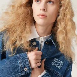 Navy Denim Blouson Jacket | Miu Miu