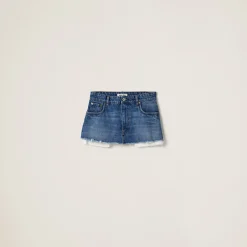 Navy Denim Miniskirt | Miu Miu