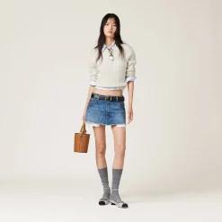 Navy Denim Miniskirt | Miu Miu