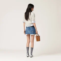 Navy Denim Miniskirt | Miu Miu