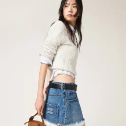 Navy Denim Miniskirt | Miu Miu