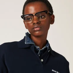 Navy Denim Shirt | Miu Miu