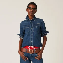 Navy Denim Shirt | Miu Miu