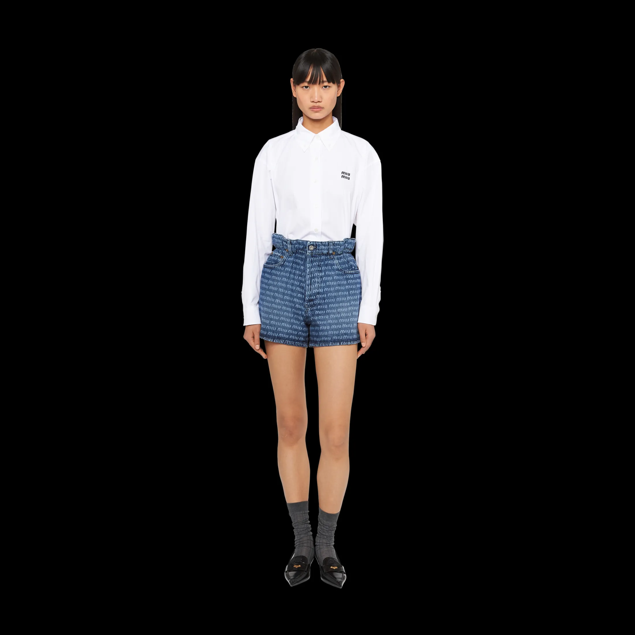 Navy Denim Shorts | Miu Miu