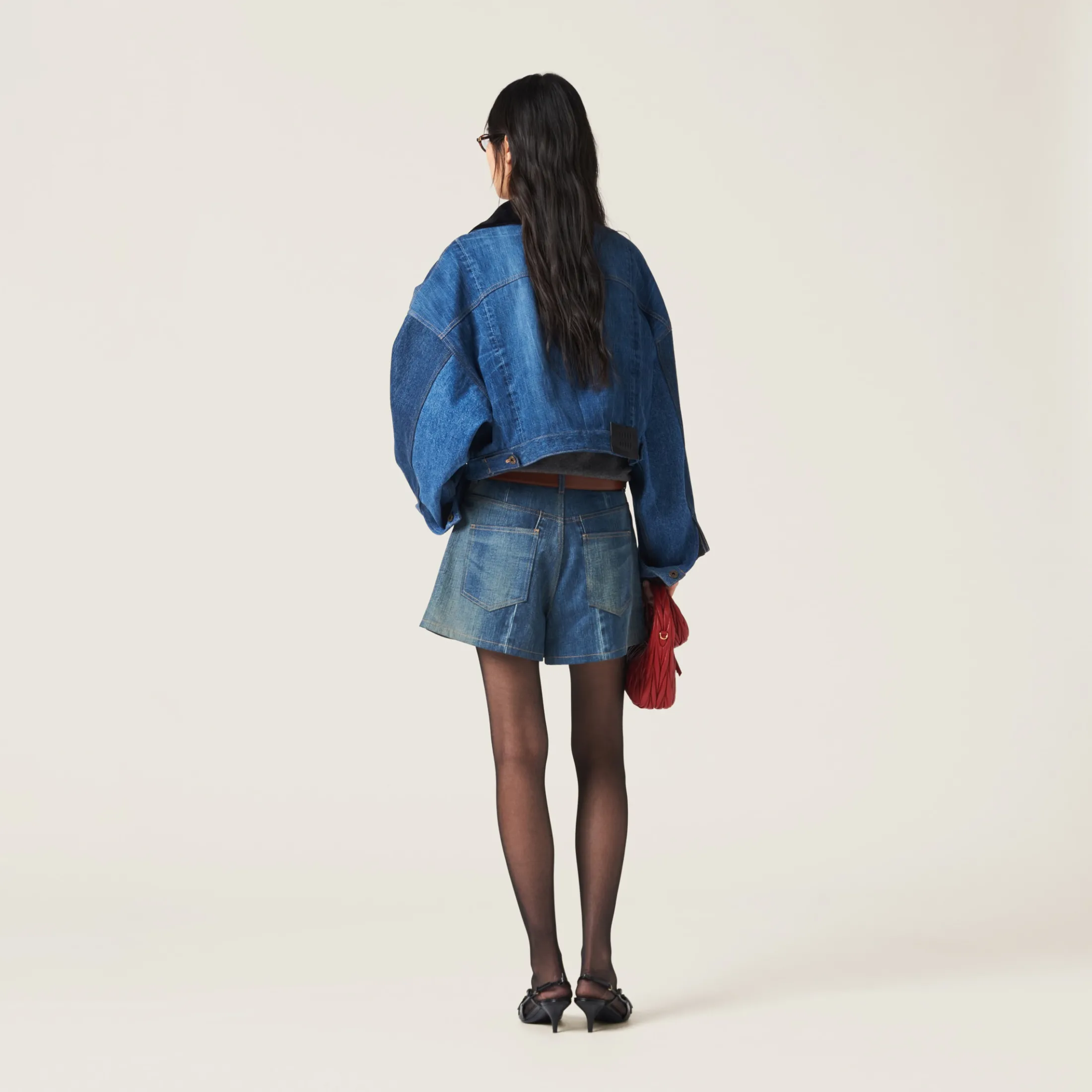 Navy Denim Shorts | Miu Miu