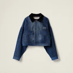 Navy Denim Trucker Jacket | Miu Miu