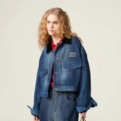 Navy Denim Trucker Jacket | Miu Miu