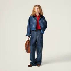Navy Denim Trucker Jacket | Miu Miu