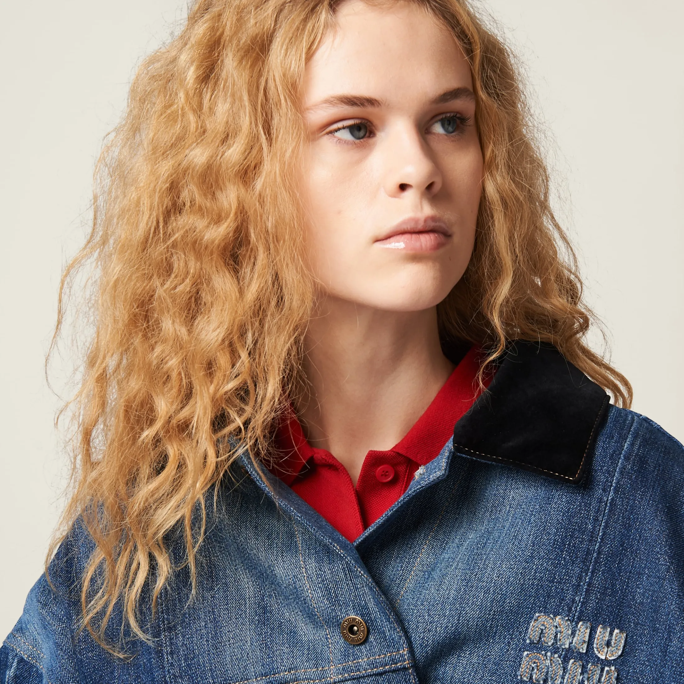 Navy Denim Trucker Jacket | Miu Miu