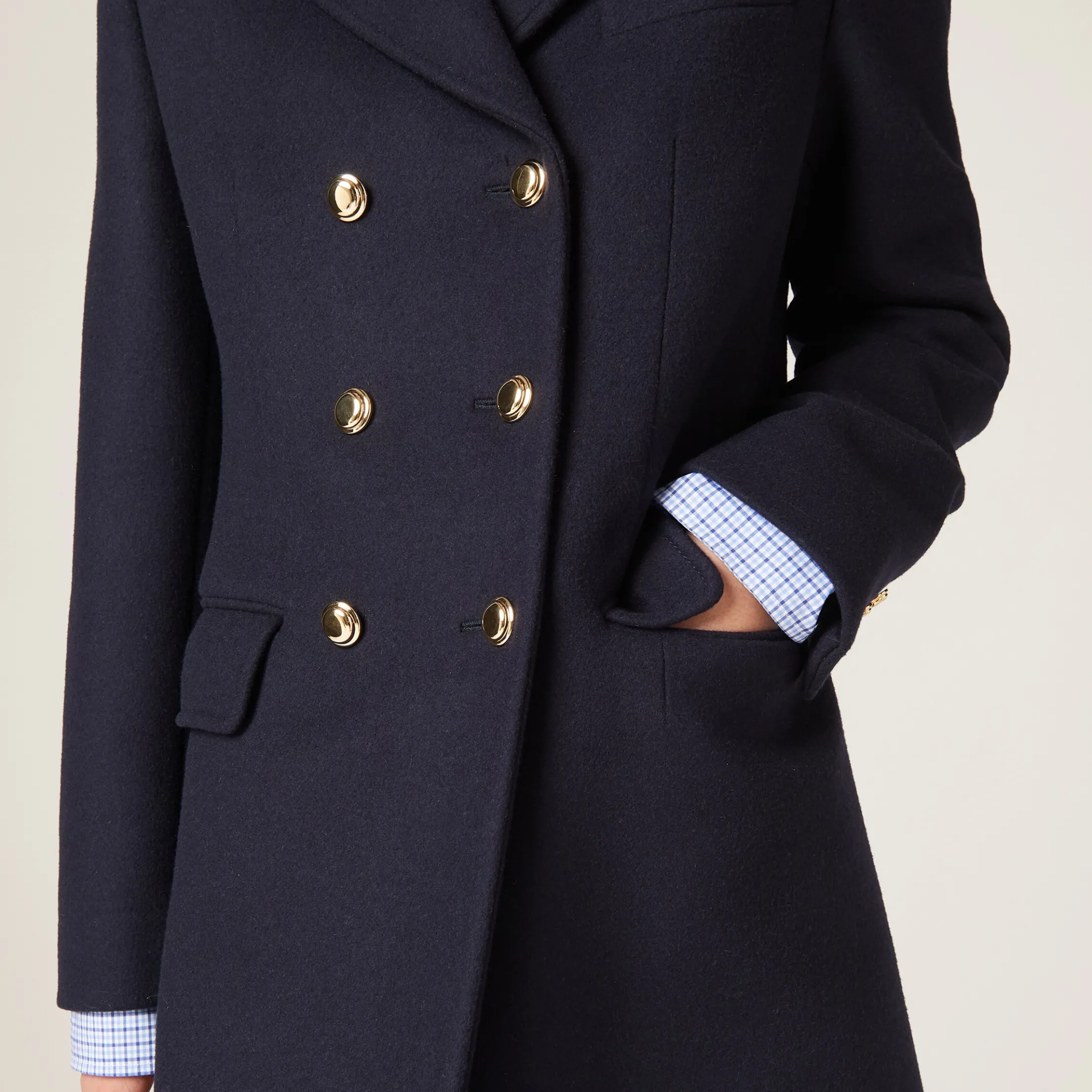 Navy Double-breasted Cloth Coat | Miu Miu