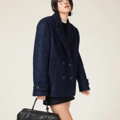 Navy Double-breasted Tweed Jacket | Miu Miu