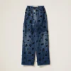 Navy Embellished Five-pocket Denim Jeans | Miu Miu